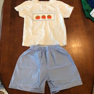 Smocked pumpkins shirt & shorts set